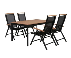 Dayton Havemøbelsæt med udtræksbord - 100x150/200 cm med 4 positionsstole