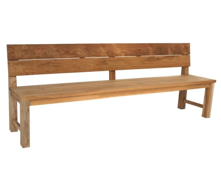 Duncan plankebænk med ryglæn 240cm - Kerneteak