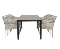 Fanø Andrea Havemøbelsæt med 6 stole - Grå / Lys Grå
