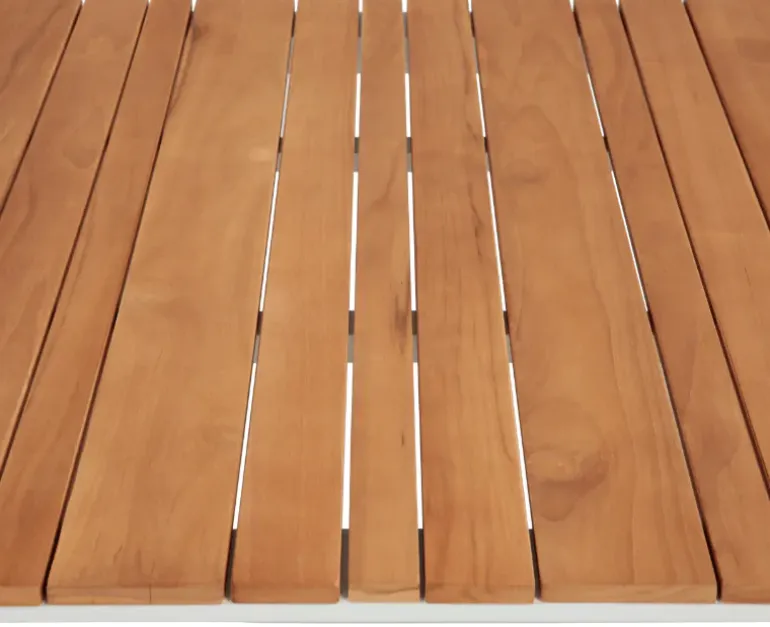 Firenze Fiola Havemøbelsæt med 6 stole - 90x200 cm - Hvid / Kerneteak