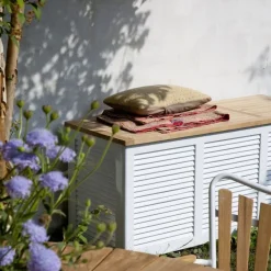 Hvid Hyndeboks med teak låg