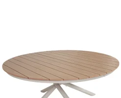 Kira Celia Havemøbelsæt Ø152 med 6 stole - Teak look / Gråhvid