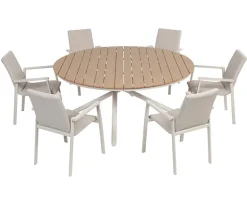 Kira Havebord Ø178 - Teak look / Gråhvid