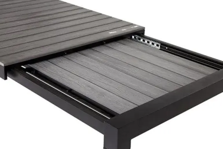 Liam Udtræksbord 100x205/275 cm alu/polywood sort/sort