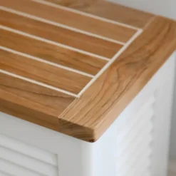 Lille Hvid Hyndeboks med teak låg
