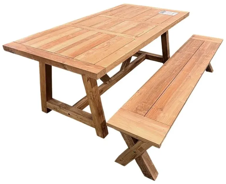 Lincoln Bænk X-ben Recycled 220 cm - Teak