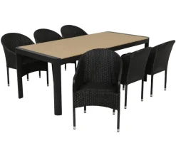Lohals Andrea Havemøbelsæt med 6 stole - 95 x 205/275 cm - Mørkegrå