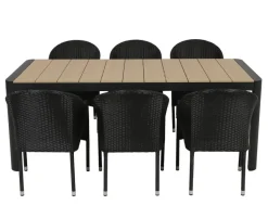 Lohals Andrea Havemøbelsæt med 6 stole - 95 x 205/275 cm - Mørkegrå