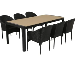 Lohals Andrea Havemøbelsæt med 6 stole - 95 x 205/275 cm - Mørkegrå
