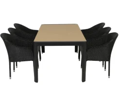 Lohals Andrea Havemøbelsæt med 6 stole - 95 x 205/275 cm - Mørkegrå