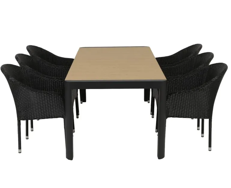 Lohals Andrea Havemøbelsæt med 6 stole - 95 x 205/275 cm - Mørkegrå