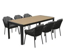 Lohals Svala Havemøbelsæt til 6 personer - 95 x 205/275 cm - Mørkegrå