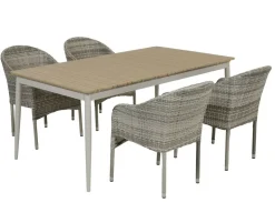 Malmø Andrea Havemøbelsæt til 4 personer - 100x180/235 cm - Gråhvid