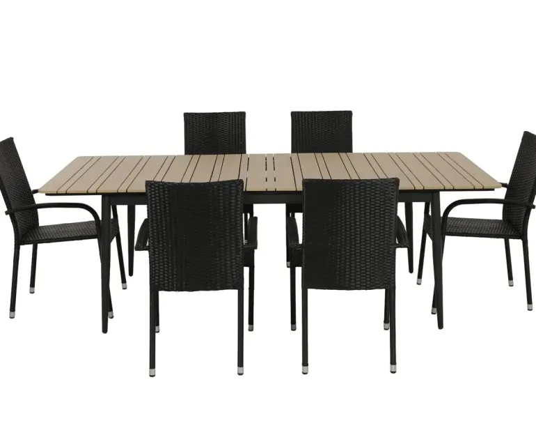 Malmø Geneve Havemøbelsæt til 4 personer - 100x180/235 cm - Mørkegrå