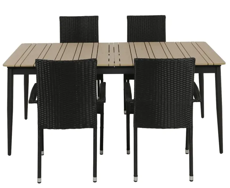 Malmø Geneve Havemøbelsæt til 4 personer - 100x180/235 cm - Mørkegrå