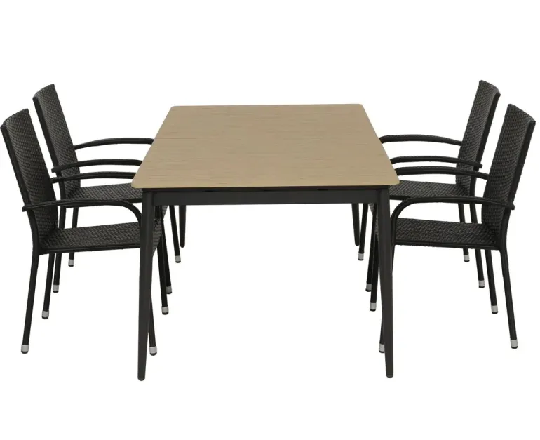Malmø Geneve Havemøbelsæt til 4 personer - 100x180/235 cm - Mørkegrå