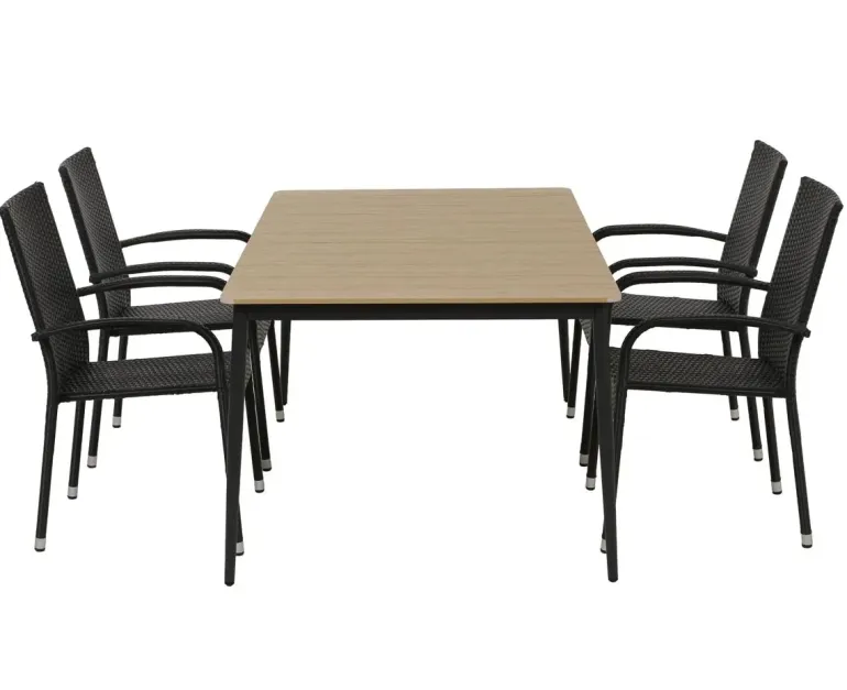 Malmø Geneve Havemøbelsæt til 4 personer - 100x160 cm - Mørkegrå