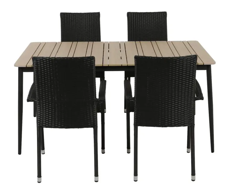 Malmø Geneve Havemøbelsæt til 4 personer - 100x160 cm - Mørkegrå