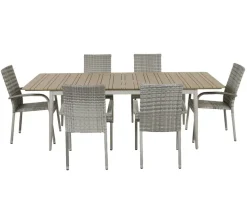 Malmø Geneve Havemøbelsæt til 4 personer - 100x180/235 cm - Gråhvid