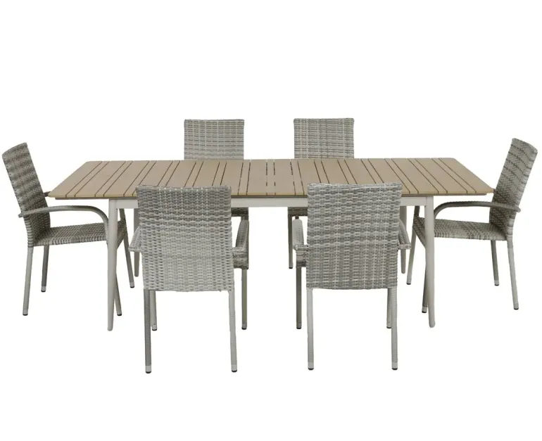 Malmø Geneve Havemøbelsæt til 4 personer - 100x180/235 cm - Gråhvid