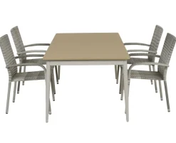 Malmø Geneve Havemøbelsæt til 4 personer - 100x180/235 cm - Gråhvid