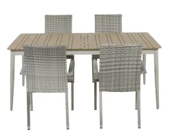 Malmø Geneve Havemøbelsæt til 4 personer - 100x180/235 cm - Gråhvid