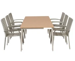Malmø Geneve Havemøbelsæt til 6 personer - 100x200 cm - Gråhvid