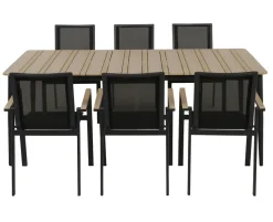 Malmø Havemøbelsæt m/6 Stabelstole 100x200 cm - Mørkegrå