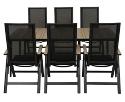 Malmø Havemøbelsæt med 6 positionsstole - 100x200 cm - Mørkegrå