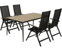 Malmø Havemøbelsæt med 4 positionsstole - 100x160 cm - Mørkegrå