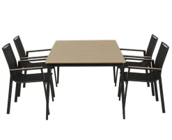 Malmø Havemøbelsæt med 4 Stabelstole - 100x160 cm - Mørkegrå