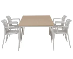 Malmø Sonja Havemøbelsæt med 4 stole - 100x160 - Gråhvid
