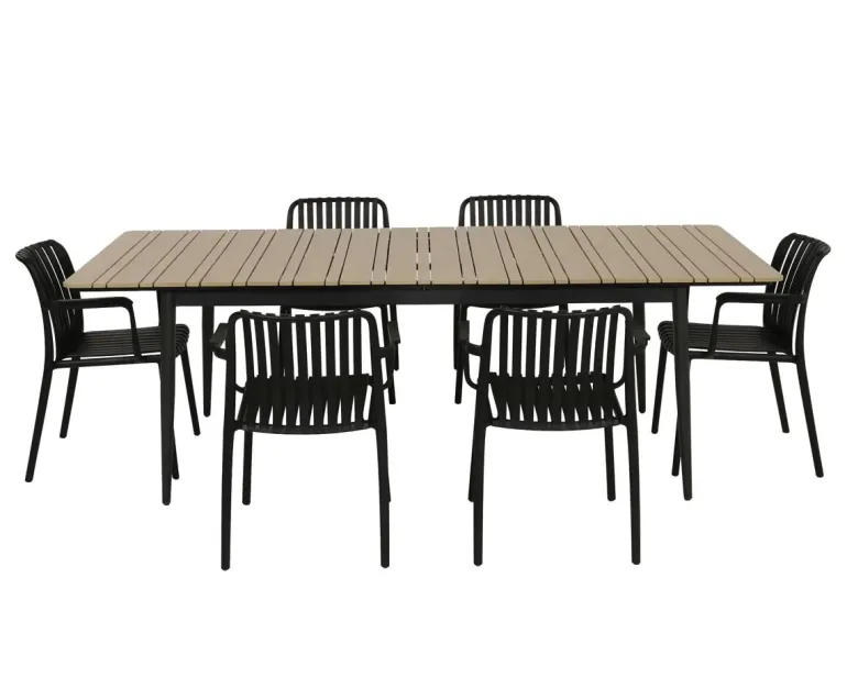 Malmø Sonja Havemøbelsæt til 4 personer - 100x180/235 cm - Mørkegrå