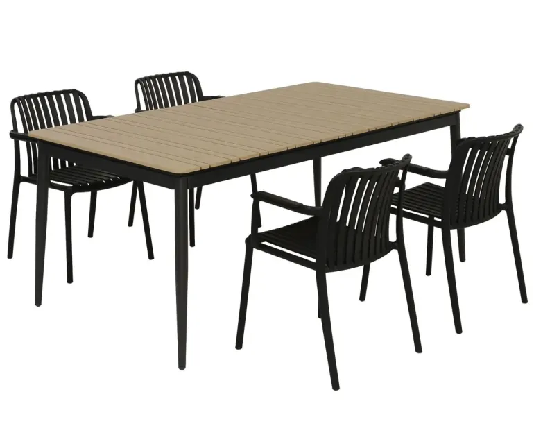 Malmø Sonja Havemøbelsæt til 4 personer - 100x180/235 cm - Mørkegrå