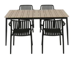 Malmø Sonja Havemøbelsæt til 4 personer - 100x160 cm - Mørkegrå
