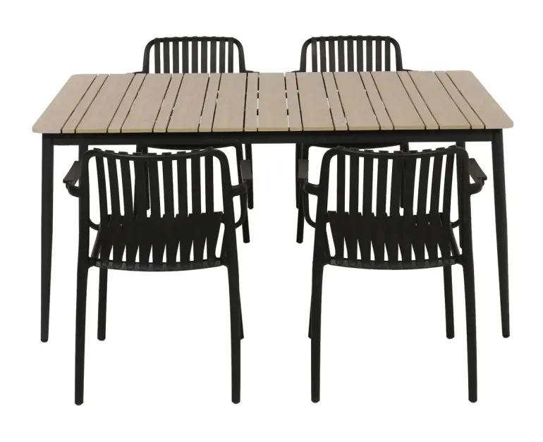 Malmø Sonja Havemøbelsæt til 4 personer - 100x160 cm - Mørkegrå