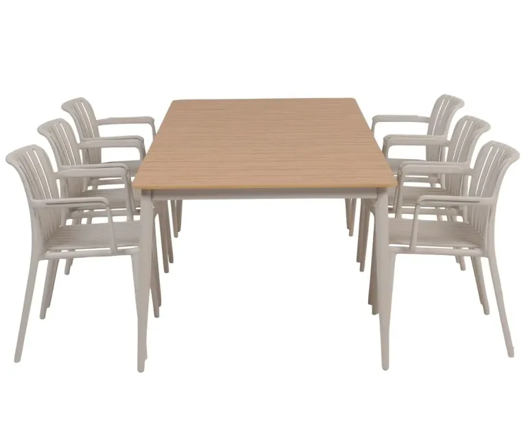 Malmø Sonja Havemøbelsæt til 6 personer - 100x200 cm - Gråhvid