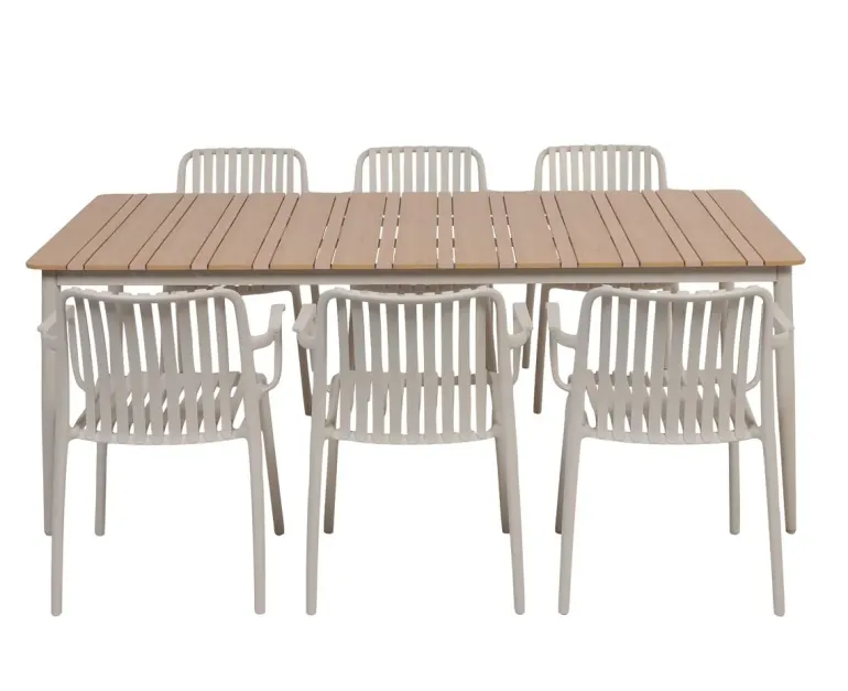Malmø Sonja Havemøbelsæt til 6 personer - 100x200 cm - Gråhvid
