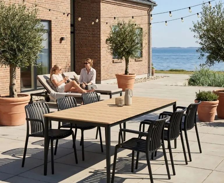 Malmø Sonja Havemøbelsæt til 6 personer - 100x200 - Mørkegrå