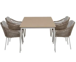 Malmø Svala Havemøbelsæt m/4 stole - 100x160 cm - Gråhvid