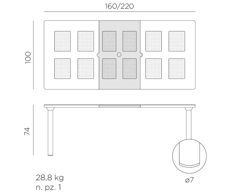 Nardi Libeccio havebord 100x160/220 - Latte