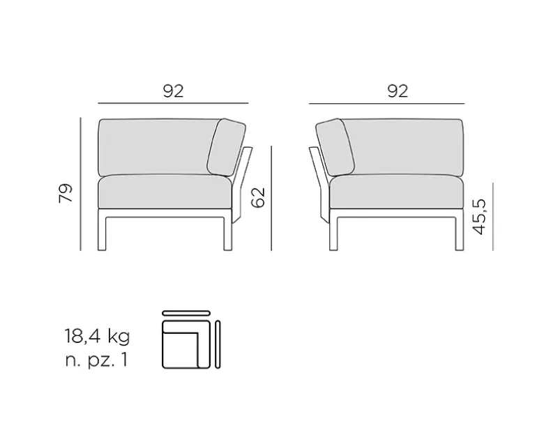 Nardi Maximo 5 Hjørnesofa - Antracit