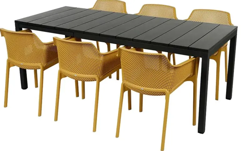 Nardi Rio 140/210 Net Havemøbelsæt - Sennep