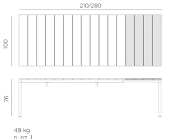 Nardi Rio 280 udtræksbord 100x210/280 - Antracit