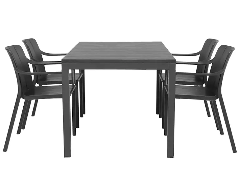 Nardi Rio Tiberina Havemøbelsæt - 85x140/210 - 4 stole - Antracit