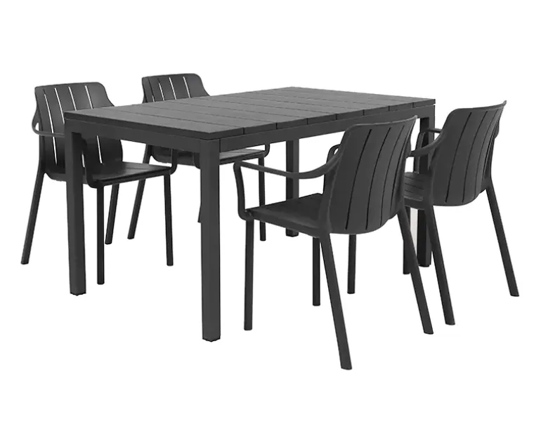 Nardi Rio Tiberina Havemøbelsæt - 85x140/210 - 4 stole - Antracit
