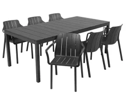 Nardi Rio Tiberina Havemøbelsæt - 100x210/280 - 6 stole - Antracit