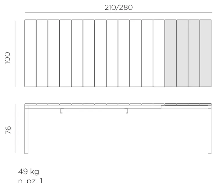 Nardi Rio Tiberina Havemøbelsæt - 100x210/280 - 6 stole - Antracit