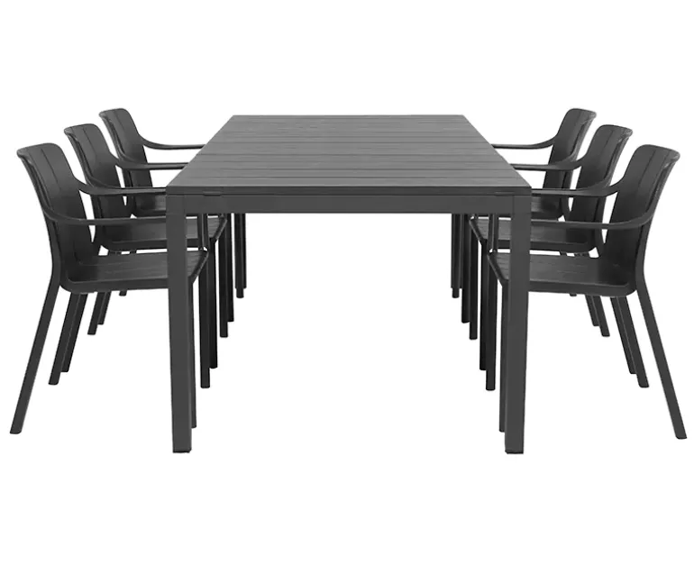Nardi Rio Tiberina Havemøbelsæt - 100x210/280 - 6 stole - Antracit