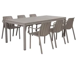 Nardi Rio Tiberina Havemøbelsæt - 100x210/280 - 6 stole - Latte